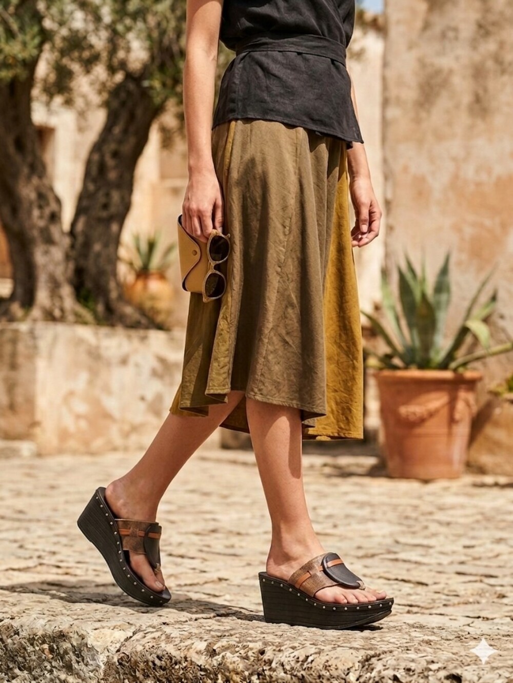 Vic Matie Leather Platform Wedge Sandals Studded Chunky Details Made In Italy